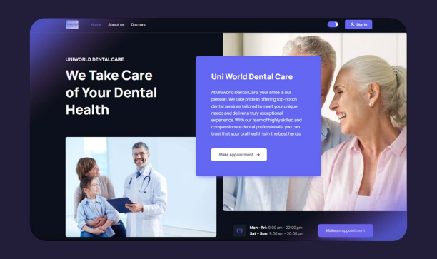 The Uniworld Dental Care Website has significantly enhanced the practice's online visibility and accessibility, attracting new patients and providing a seamless platform for existing patients to engage with the clinic. The incorporation of online appointment scheduling has streamlined operations, leading to improved patient satisfaction and overall practice efficiency.